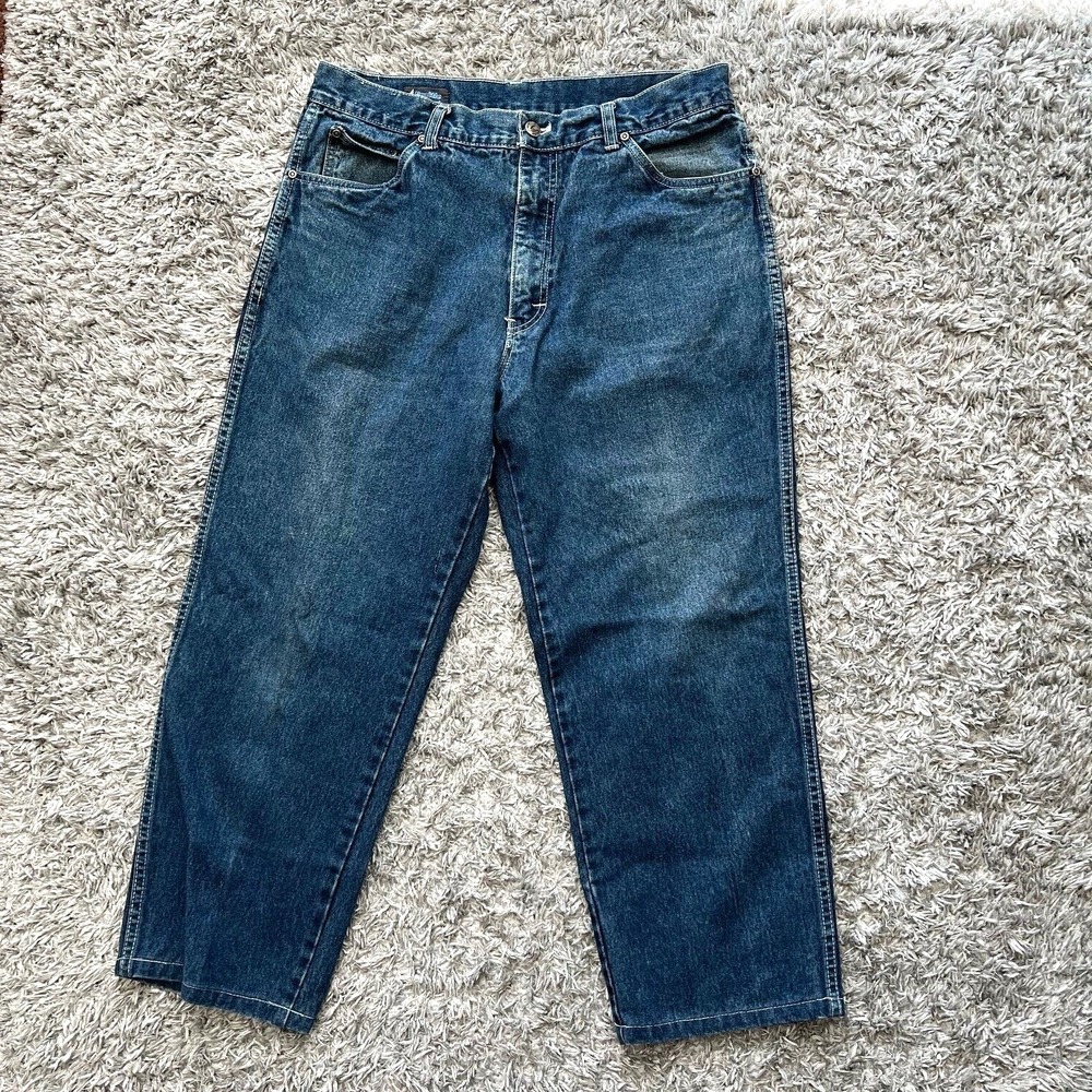 Seattle‎ Blues Jeans Mens Baggy Wide Leg 36x26 Grunge Hip Hop Streetwear Hemmed